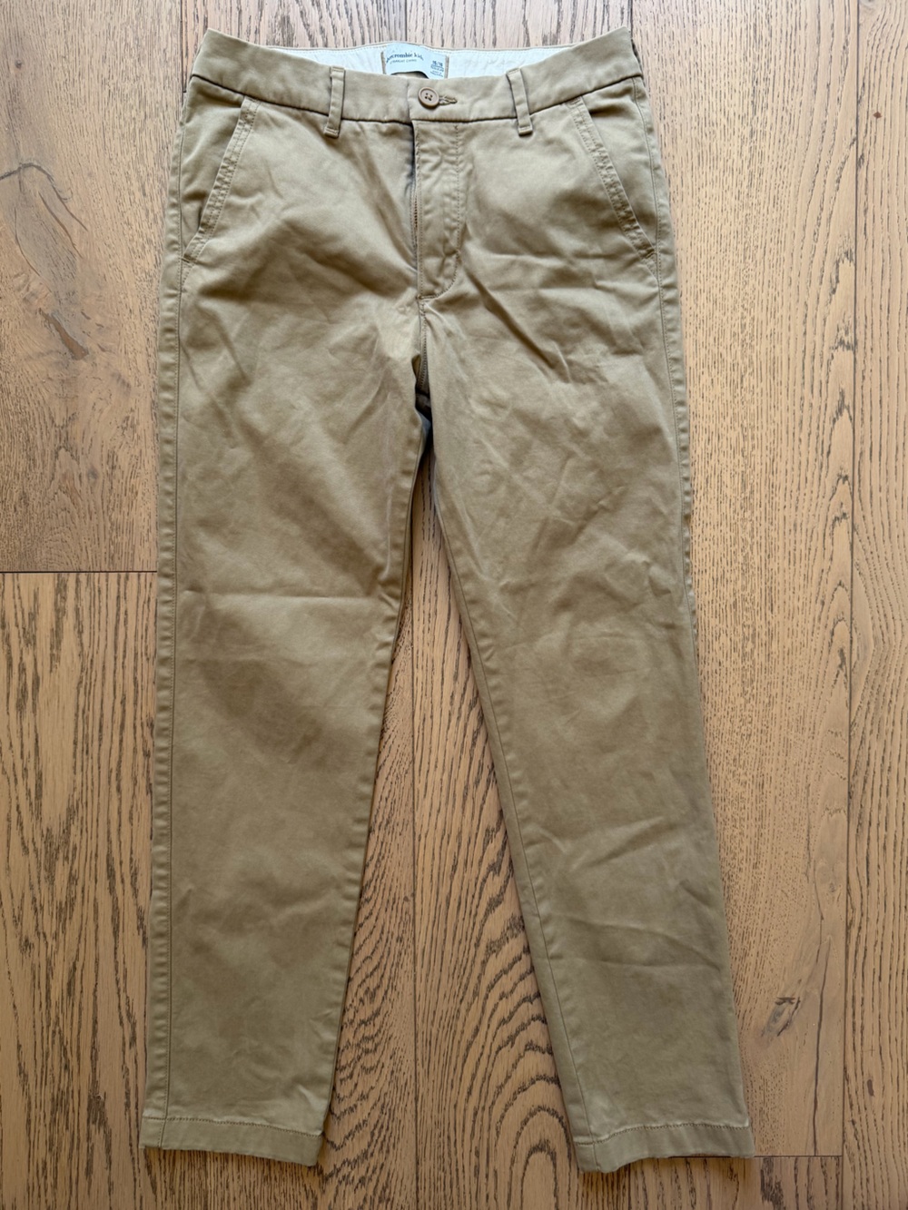 abercrombie kids Boys Khaki Straight Leg Chinos w/ Pockets & Adjustable Waist